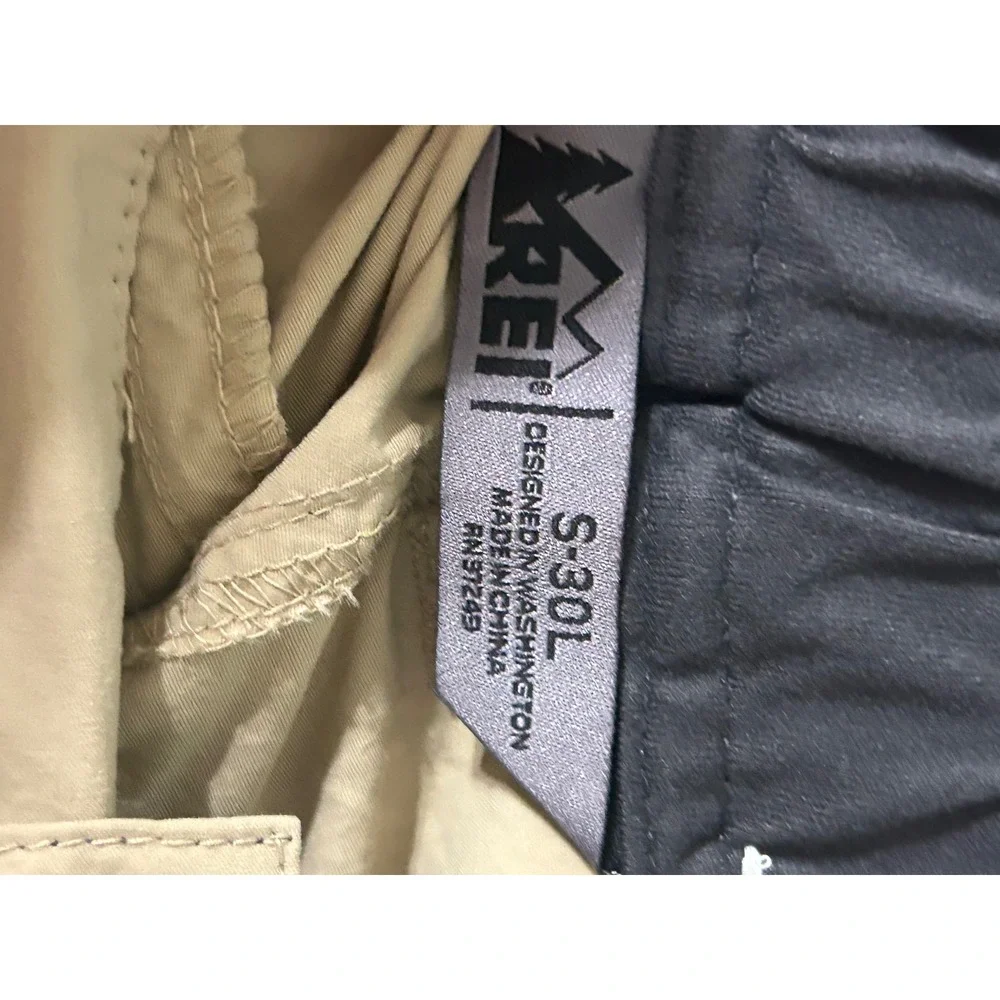REI Convertible Cargo Hiking Zip Cuff Stretch Waist Khaki Nylon Men Small 30L